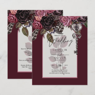 Budget Bourgogne Blush Floral Wedding Inviter SATI