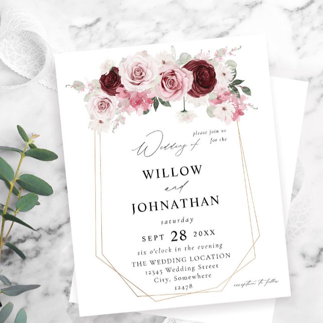 Budget Bourgogne & Blush Pink 6 Ele Mariage Floral (Créateur téléchargé)