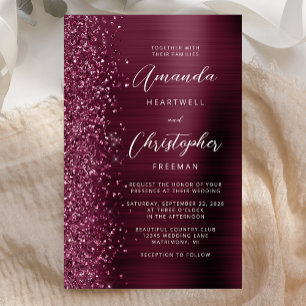 Budget Bourgogne Brossé Mariage Métal Invitation