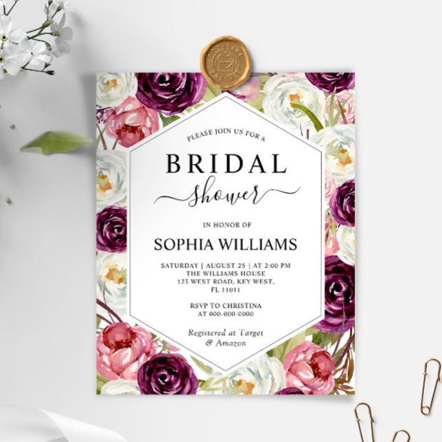 Budget Bourgogne Cadre nuptiale de douche Invitati (Créateur téléchargé)