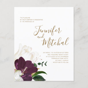 BUDGET Bourgogne Faire-part de mariage blanc & or