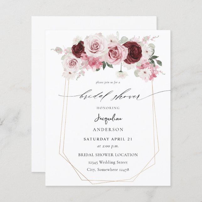 Budget Bourgogne & Fête des mariées d'aile florale (Devant / Derrière)