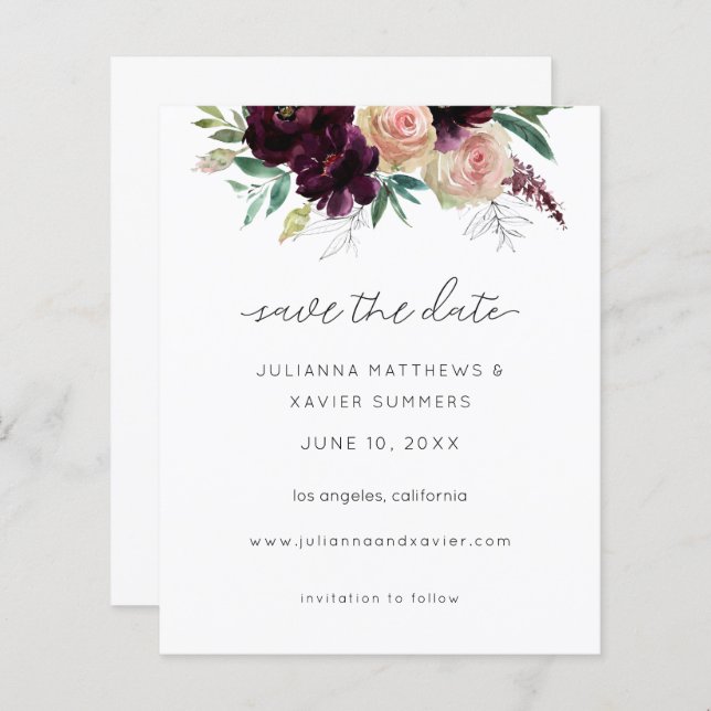 Budget Bourgogne & Fleur rose pâle Enregistrer la  (Devant / Derrière)