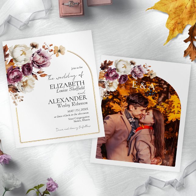 Budget Bourgogne Floral | Faire-part de mariage ph (Créateur téléchargé)