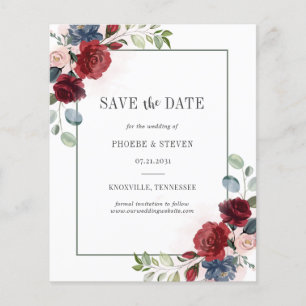 Budget Bourgogne Floral Rustic Enregistrer la date