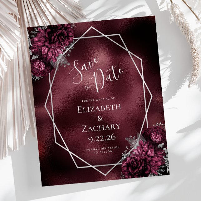 Budget Bourgogne Floral Silver Geo Enregistrer la  (Créateur téléchargé)