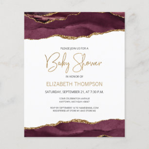 Budget Bourgogne Gold Agate Baby shower Invitation