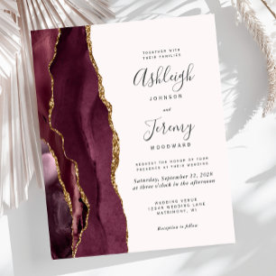 Budget Bourgogne Gold Agate Blush Wedding Invitati