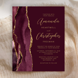 Budget Bourgogne Gold Agate Mariage Invitation