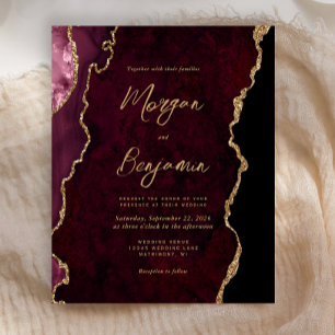 Budget Bourgogne Gold Agate Script Mariage Invitat