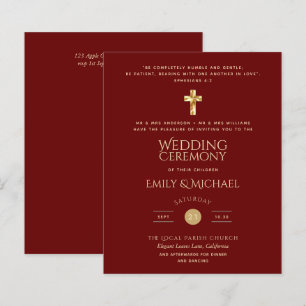 Budget Bourgogne Gold Mariage catholique Invitatio