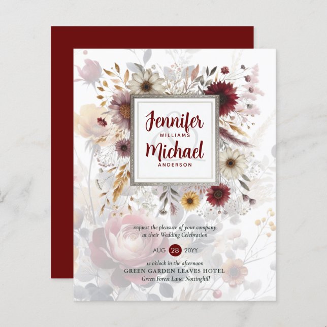 BUDGET Bourgogne jaune Floral (Devant / Derrière)