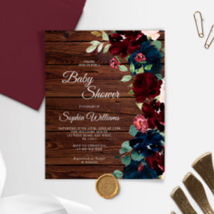 Budget Bourgogne & Marine Baby shower de bois Invi