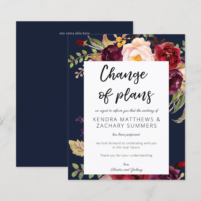 Budget Bourgogne Marsala Floral NVY Changement de  (Devant / Derrière)