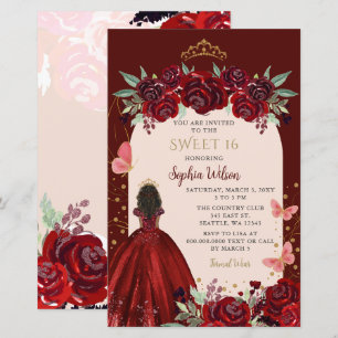 Budget Bourgogne Or Floral Princess Sweet 16