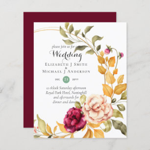 BUDGET Bourgogne Pêcher Floral Invitations de mari