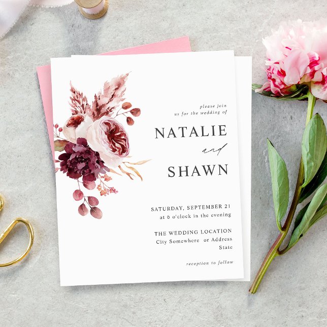 Budget Bourgogne & Pink Floral 8A Mariage (Créateur téléchargé)