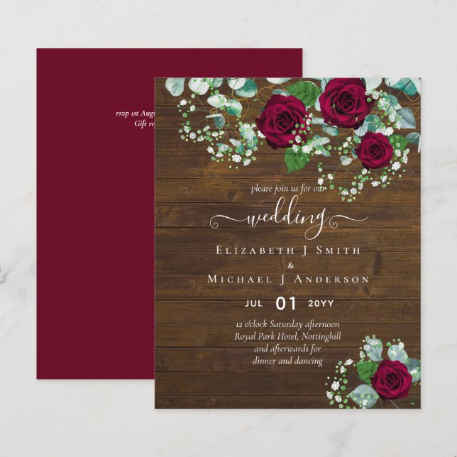 BUDGET Bourgogne Rose Eucalyptus Mariage (Devant / Derrière)