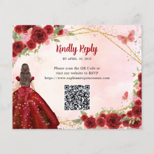 Budget Bourgogne Rouge Or Floral Princess QR RSVP