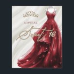 Budget Bourgogne Rouge Robe Douce 16 Invitation<br><div class="desc">Budget Or Bourgogne Rouge Étincelle Robe Princesse Sweet 16 Invitation</div>