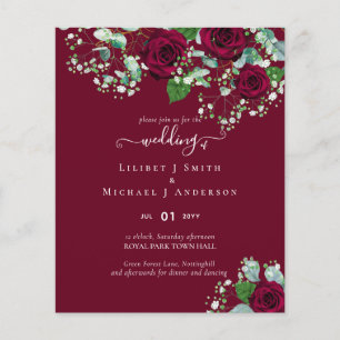 BUDGET Bourgogne Rouge Roses Gypsophila MARIAGE