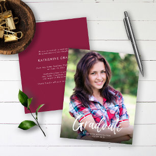 Budget Bourgogne Script Graduation Faire-part