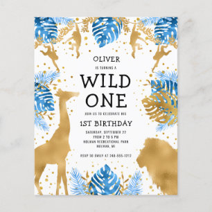 Budget Boys 1er anniversaire Blue Safari Invitatio