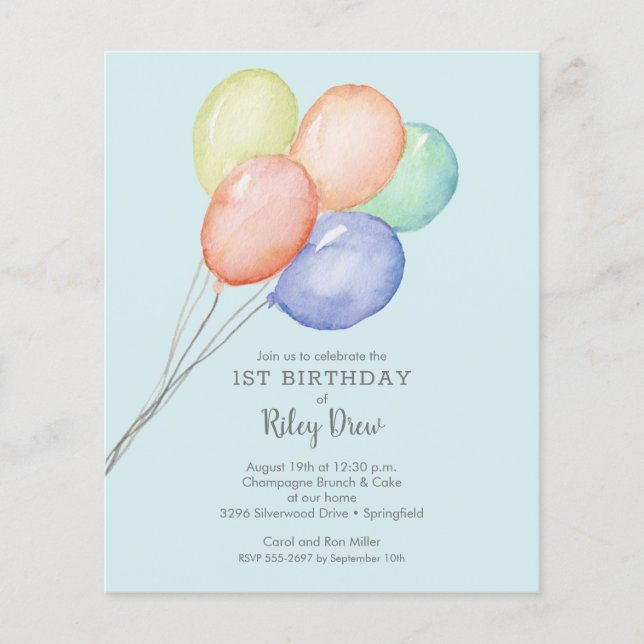Budget Boy's 1st Birthday Invitations (Devant)