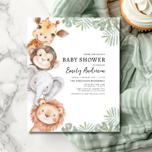 Budget Boys Safari Animaux Baby shower Invitation