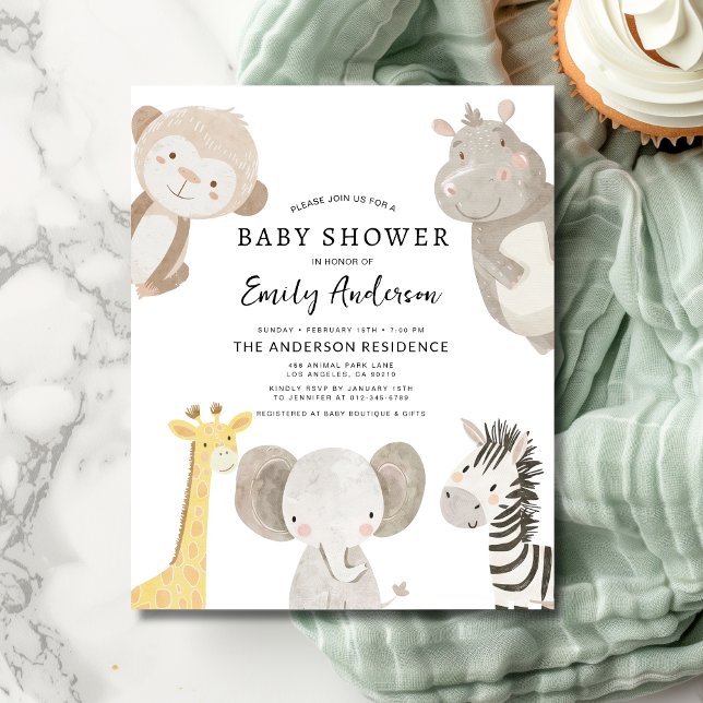 Budget Boys Safari Animaux Baby shower Invitation (Créateur téléchargé)