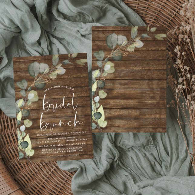 Budget Bridal Brunch Rustic Wood Invitation (Créateur téléchargé)