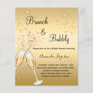 Budget Brunch Bubbly Fête des mariées or invitatio