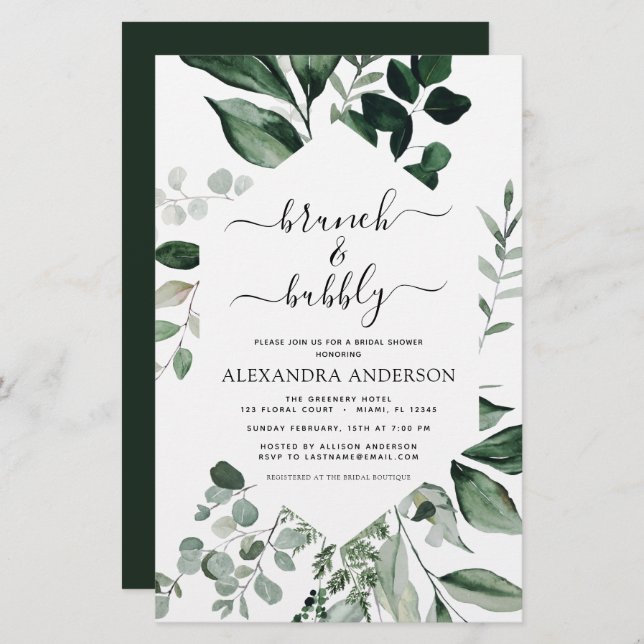 Budget Brunch & Bubbly Fête des mariées verdure (Devant / Derrière)