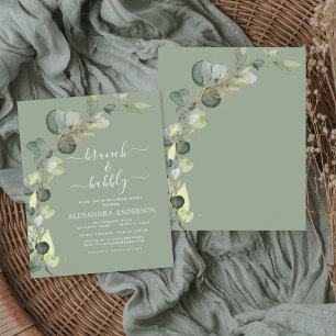 Budget Brunch & Bubbly Sage Green Invitation