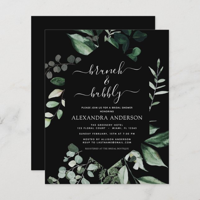 Budget Brunch & Fête des mariées Bubbly Black Gree (Devant / Derrière)