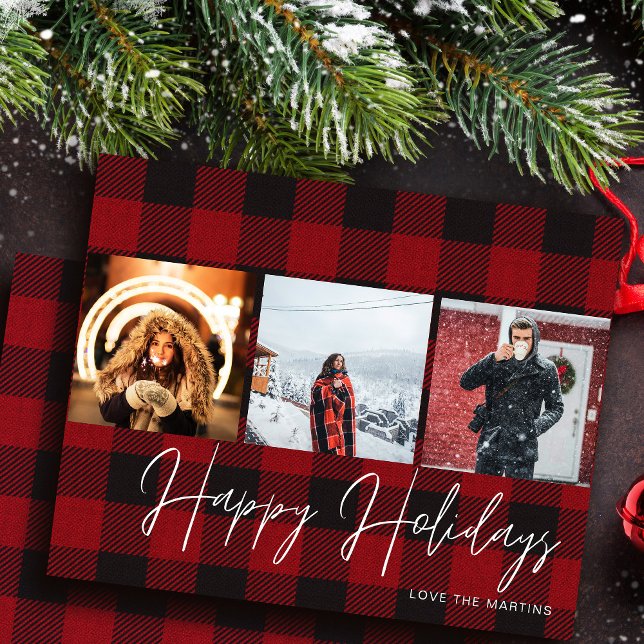 Budget Buffalo à carreaux 3 Photo Joyeuses Fêtes (Créateur téléchargé)