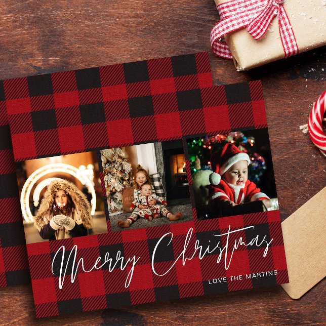Budget Buffalo Check 3 Photo Joyeux Noël (Créateur téléchargé)