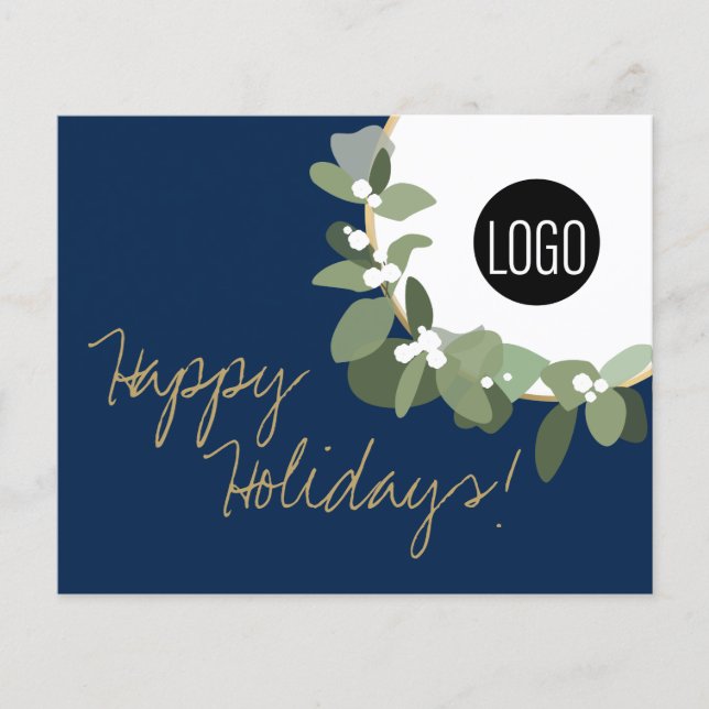 Budget Bulle Blue Gold Moderne Wreath Votre logo (Devant)