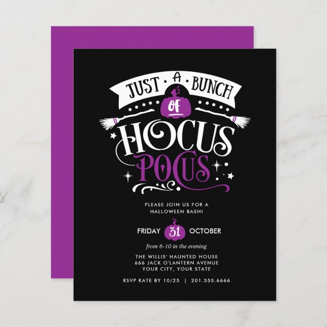 BUDGET Bund'Hocus Pocus Halloween Bash Party (Devant / Derrière)