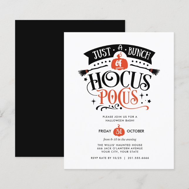BUDGET Bund'Hocus Pocus Halloween Bash Party (Devant / Derrière)