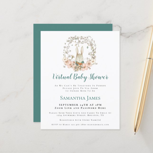 Budget Bunny Vintage Boy Baby shower virtuel (Devant/Arrière en situation)