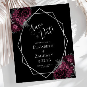 Budget Burgundy Argent Floral Mariage noir