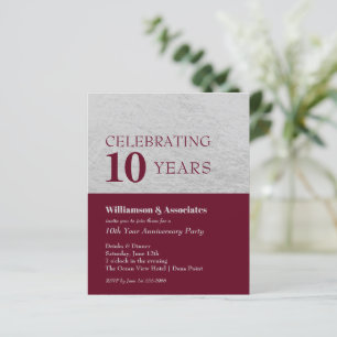 Budget Burgundy Argent Invitation de l'anniversair