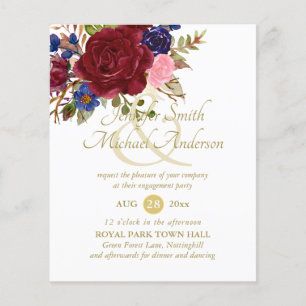 Budget Burgundy Bleu Rose Mariage Fiançailles