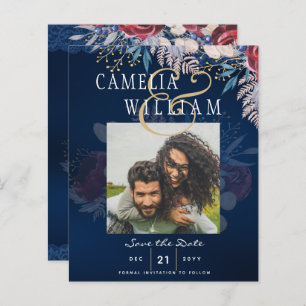 Budget Burgundy Blue Floral dentelle Mariage SAVE 