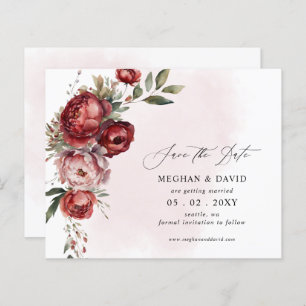 Budget Burgundy Blush Floral Enregistrer la date