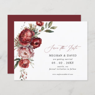 Budget Burgundy Blush Floral Enregistrer la date