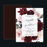 Budget Burgundy Blush Floral Faire-part de mariage<br><div class="desc">Cet élégant faire-part de mariage moderne bordeaux et floral roux présente des fleurs d'aquarelle peintes à la main dans le bordeaux foncé/marsala et un rougissement rose poussiéreux avec script de calligraphie moderne et rouge bordeaux dans l'arrière - plan. Faire-part de mariage botanique moderne en bordeaux et rose. Vous pouvez personnaliser...</div>