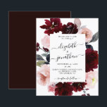 Budget Burgundy Blush Floral Faire-part de mariage<br><div class="desc">Cet élégant faire-part de mariage moderne bordeaux et floral roux présente des fleurs d'aquarelle peintes à la main dans le bordeaux foncé/marsala et un rougissement rose poussiéreux avec script de calligraphie moderne et rouge bordeaux dans l'arrière - plan. Faire-part de mariage botanique moderne en bordeaux et rose. Vous pouvez personnaliser...</div>