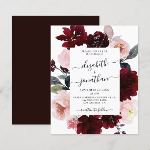 Budget Burgundy Blush Floral Faire-part de mariage